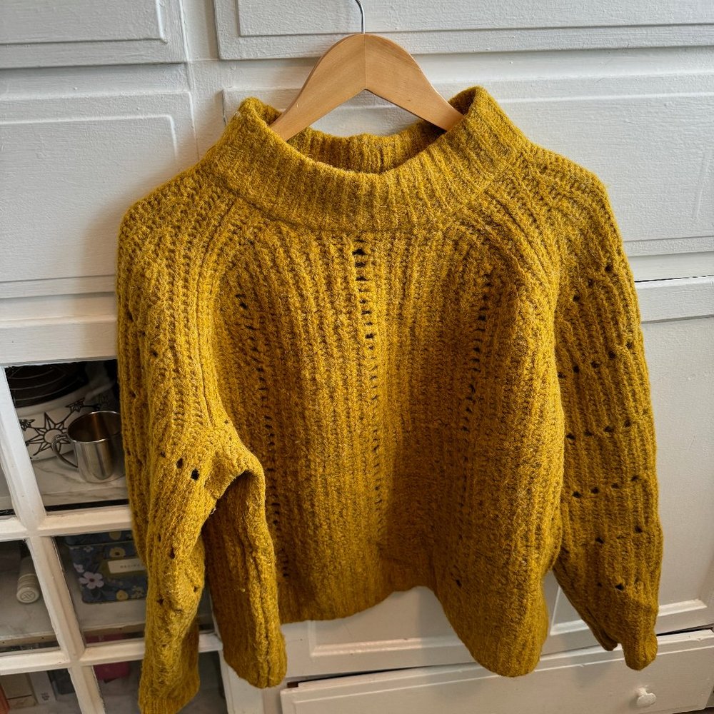 Madewell Mustard Yellow Cowl Neck Sweater